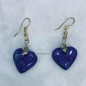 Heart Shaped Lapis Lazuli Earrings: Blue Stone Drop Earrings for Women